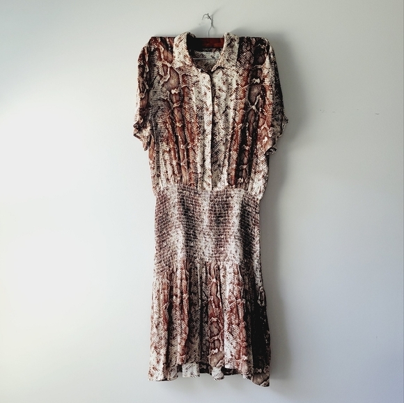 NWT River Island animal snake print dress color brown and cream size xl - Picture 1 of 5